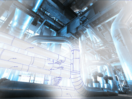 technical drawing photo overlay of air conditioning system